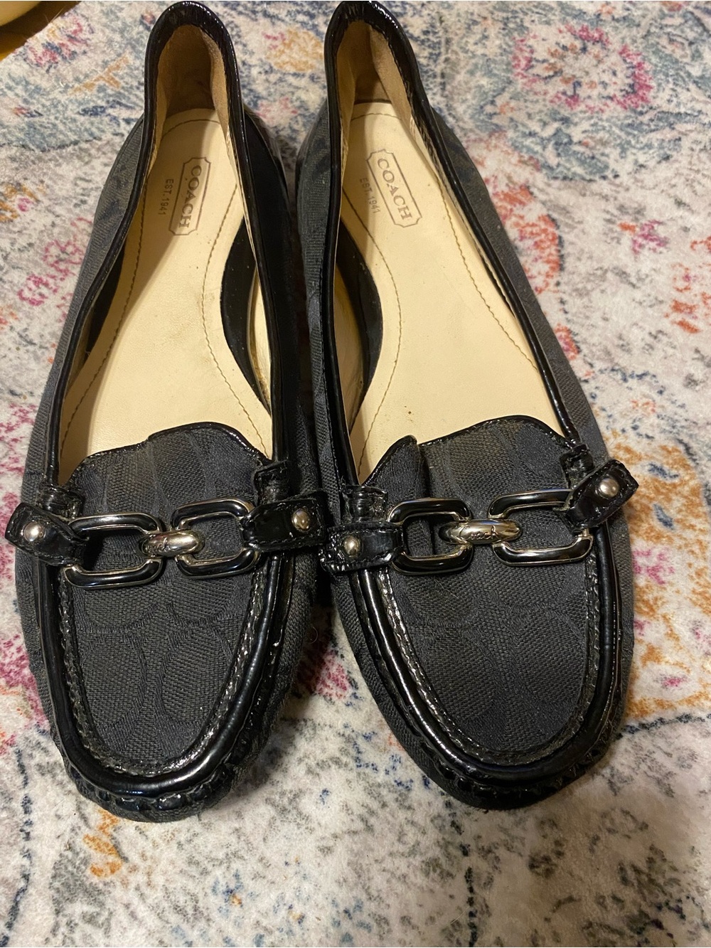 COACH Black Signature Chain Bit Loafers